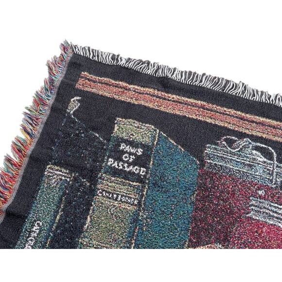 Pure Country Weavers Fredrick the Literate Woven Cotton Throw Blanket Cat Books - Picture 2 of 8